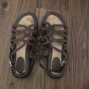 Brown strappy sandals!